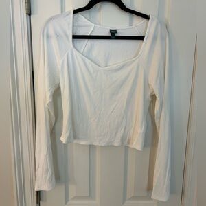 Wild Fable Cropped XL Sweetheart Neckline Ribbed Long Sleeve